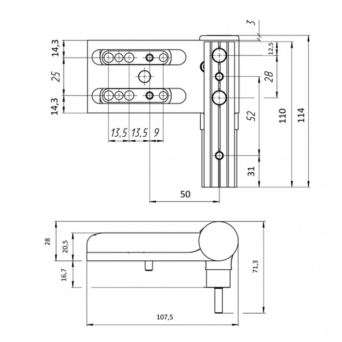 Петля для пластиковой двери, до 120 кг, белая Петля для пластиковой двери, до 120 кг, белая