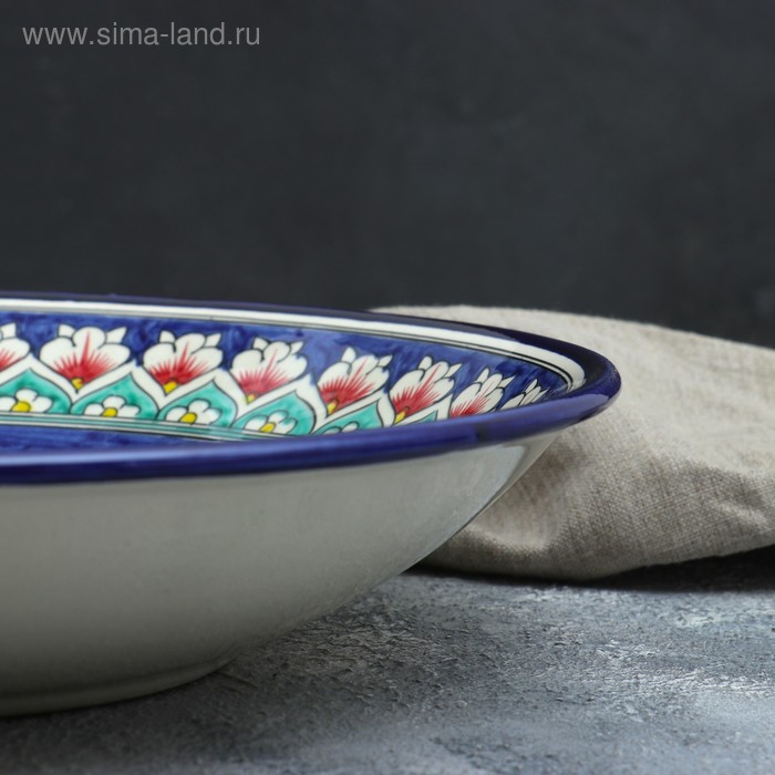 Ляган Риштанская Керамика Ляган Риштанская Керамика "Цветы", 33 см, синий
