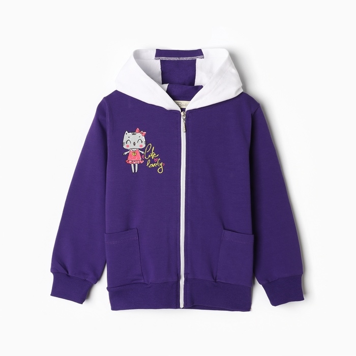 Комплект для девочки (толстовка, брюки ), цвет фиолетовый, рост 86 см