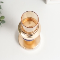 Подсвечник металл на 1 свечу "Синий мраморный элемент" золото 27х10х10 см Подсвечник металл на 1 свечу "Синий мраморный элемент" золото 27х10х10 см