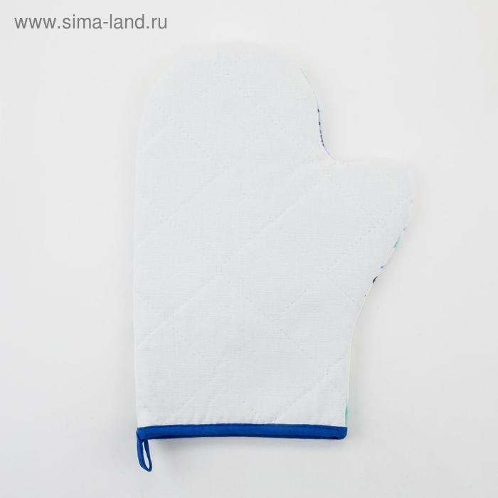 Варежка-прихватка Варежка-прихватка "Blue flowers" 20х28см,саржа, 100% х/л, ватин 250г/м2