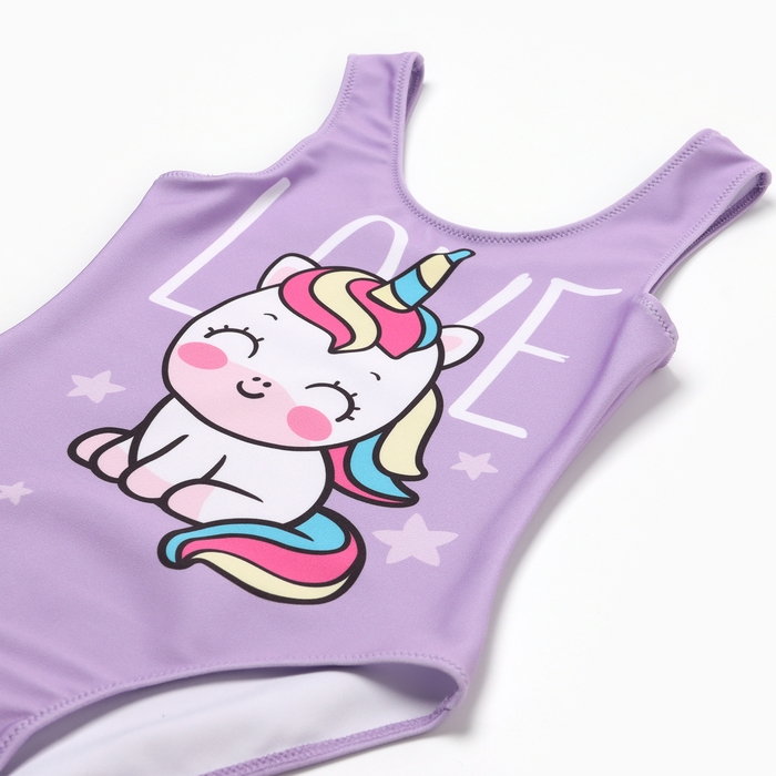 Купальник для девочки KAFTAN &laquo;Единорог&raquo;, рост 98 см, цвет лиловый