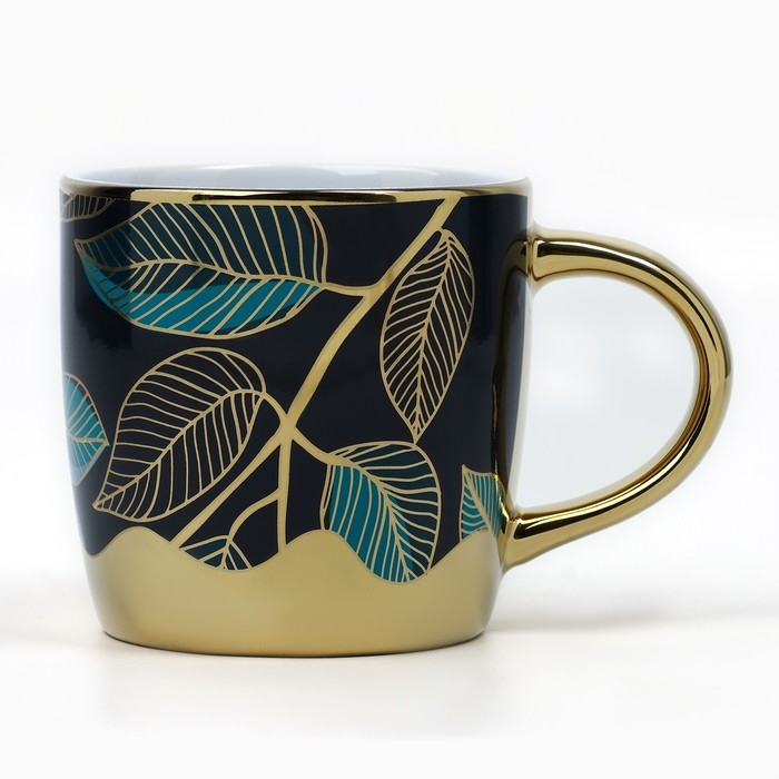 Кружка керамическая &laquo;Листья&raquo;, 300 мл, цвет синий