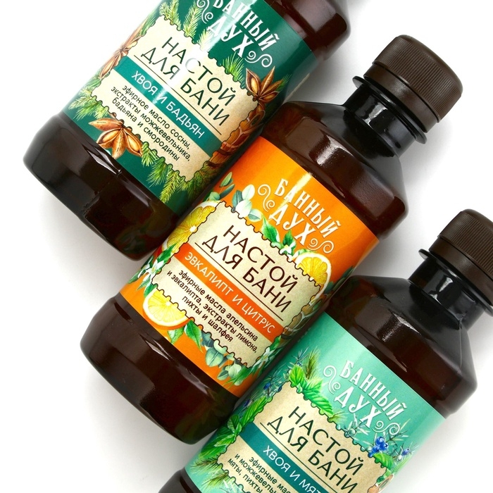 Подарочный набор БАННЫЙ ДУХ &laquo;С лёгким паром&raquo;, настой для бани, 3х250 мл, Новый Год