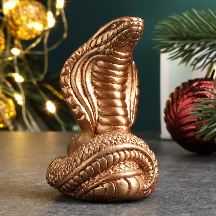 Фигура Фигура "Змея Кобра малая" состаренная бронза, 6х4х4см