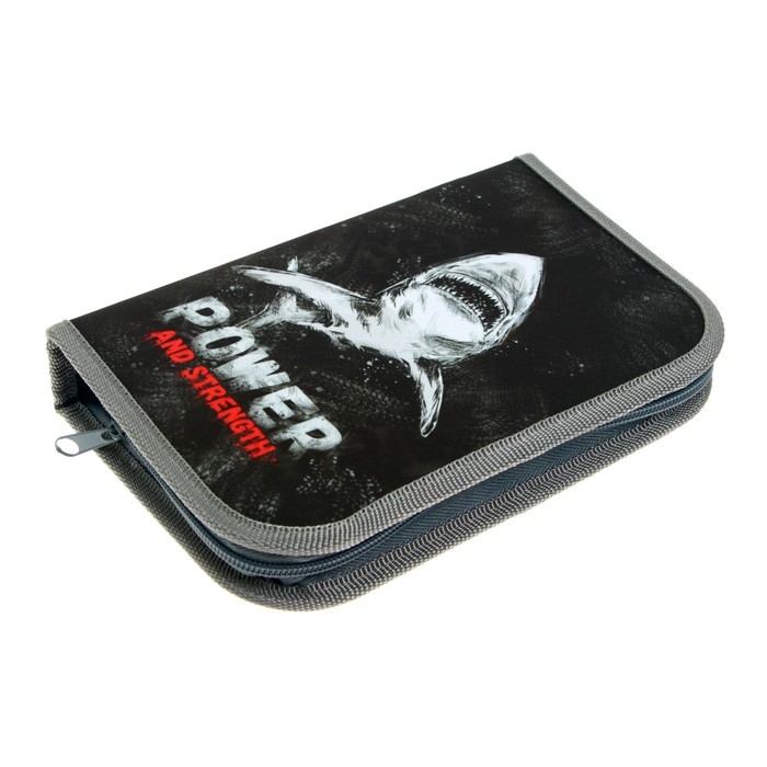 Пенал 1 секция, 130 х 210 х 40 мм, 2 откидные планки, тканевый, Calligrata TOP, Content Пенал 1 секция, 130 х 210 х 40 мм, 2 откидные планки, тканевый, Calligrata TOP, Content "Акула"