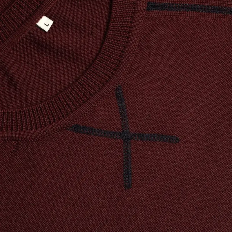 Джемпер Stitch с контрастной отделкой, бордовый с синим, размер L Джемпер Stitch с контрастной отделкой, бордовый с синим, размер L