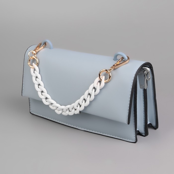 Цепочка для сумки, пластиковая, с карабинами, 23 &times; 17 мм, 30 см, цвет белый/золотой