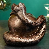 Новый год. Символ 2025. Фигура "Змея на яблоке" бронза, 8х7см