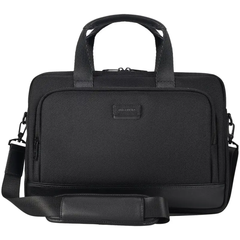 Сумка для ноутбука Santiago с кожаной отделкой, черная Сумка для ноутбука Santiago с кожаной отделкой, черная