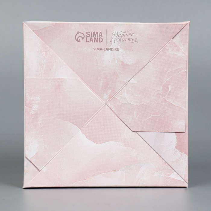 Коробка подарочная для цветов с PVC крышкой, упаковка, &laquo;Мрамор&raquo;, 12 х 12 х 12 см
