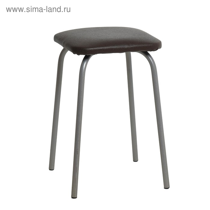 Табурет "Эконом" квадратный, Серебристый металлик/шоколад  МИКС