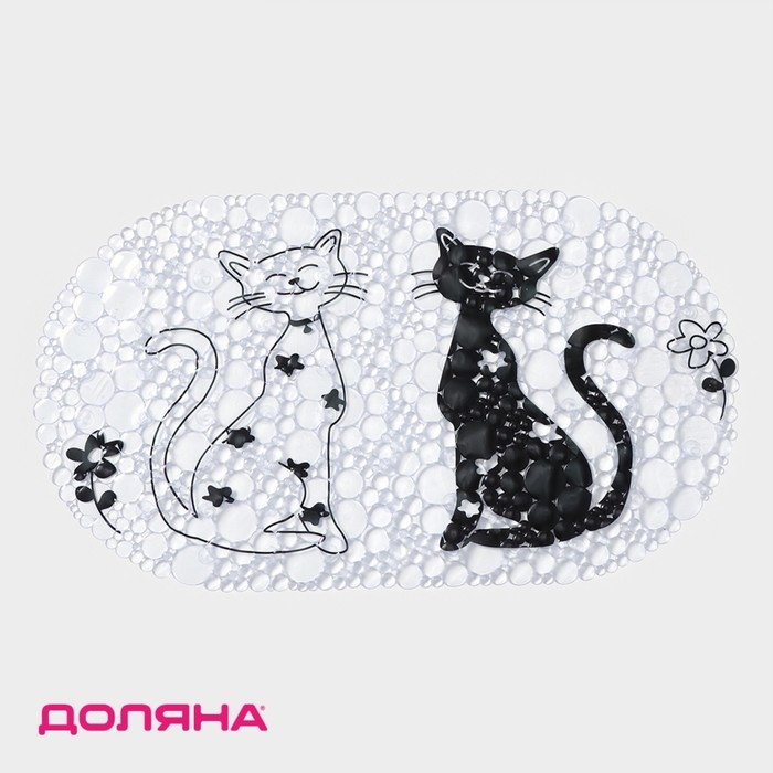 Коврик противоскользящий в ванну на присосках Доляна «Кошечки», 38×67,5 см, цвет белый Коврик противоскользящий в ванну на присосках Доляна «Кошечки», 38×67,5 см, цвет белый