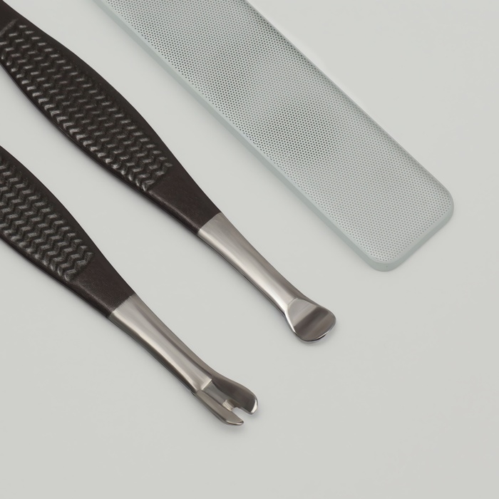 Набор маникюрный, 6 предметов, в футляре, цвет оранжевый/чёрный Набор маникюрный, 6 предметов, в футляре, цвет оранжевый/чёрный