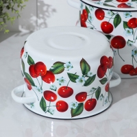 Набор кастрюль «Сочная вишня», 2 предмета: 4.5 л, 5 л, эмалированные крышки, цвет белый Набор кастрюль «Сочная вишня», 2 предмета: 4.5 л, 5 л, эмалированные крышки, цвет белый