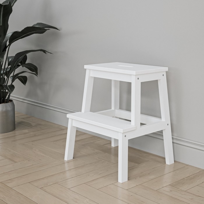 Стул-стремянка, Белая  430х390х500, Массив берёзы