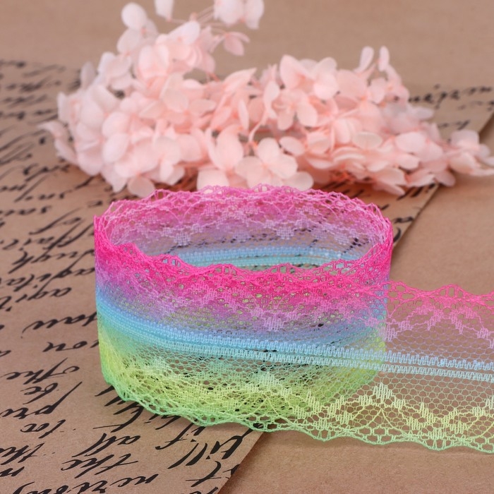 Кружево капроновое &laquo;Радуга светлая&raquo;, 40 мм &times; 10 &plusmn; 1 м, цвет разноцветный №4