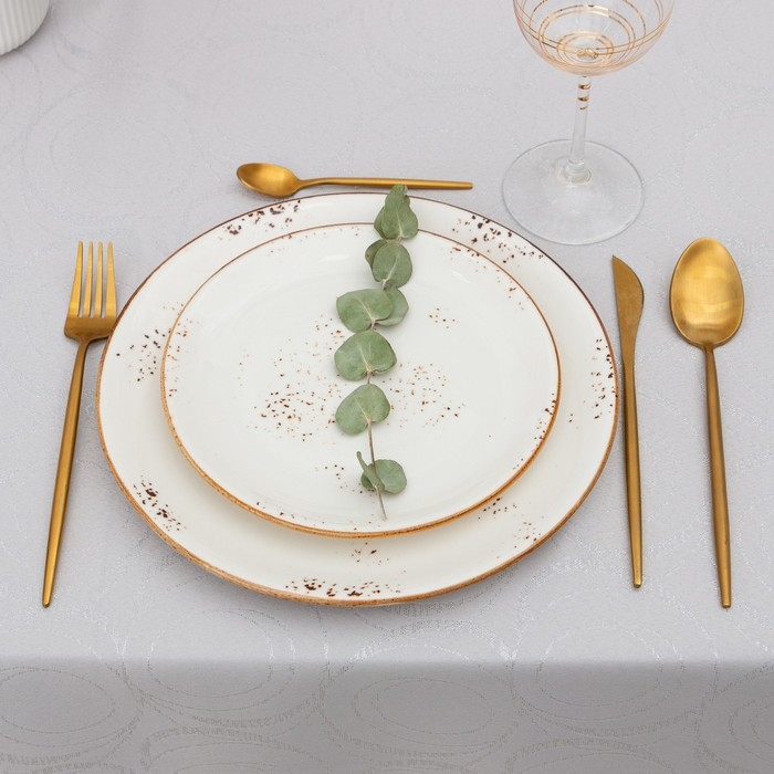 Скатерть Этель "Круги" цв.серебро, 142*220 +/-3 см, 115 &plusmn;10 гр,100%