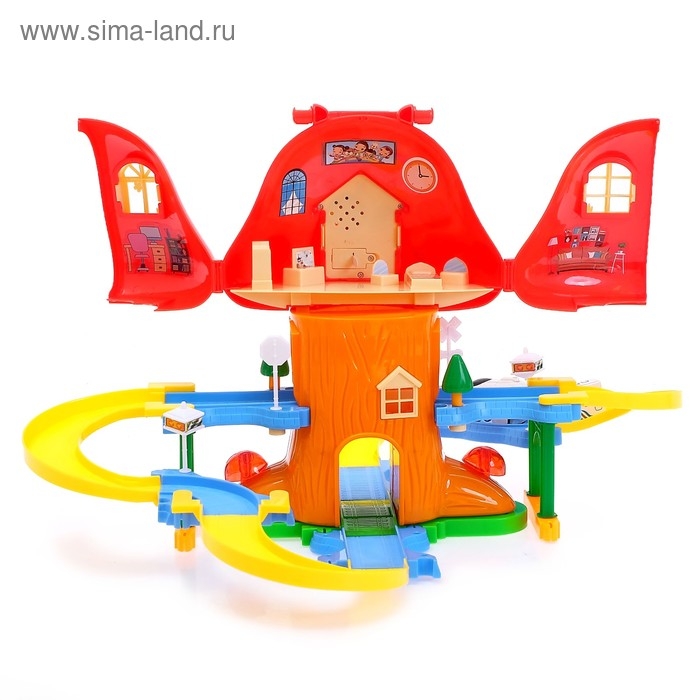 Железная дорога «Грибной домик», световые и звуковые эффекты, работает от батареек Железная дорога «Грибной домик», световые и звуковые эффекты, работает от батареек