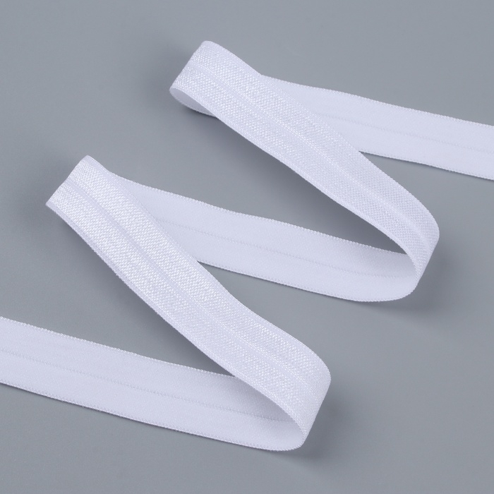 Косая бейка, эластичная, 15 мм &times; 50 &plusmn; 1 м, цвет белый