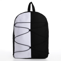 Рюкзак школьный текстильный со шнуровкой, 38х29х11 см, черно-белый