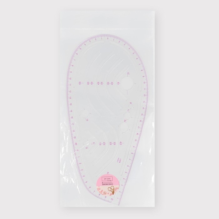 Лекало портновское метрическое &laquo;Капля&raquo;, 26 &times; 12,5 см, толщина 0,5 мм, цвет прозрачный