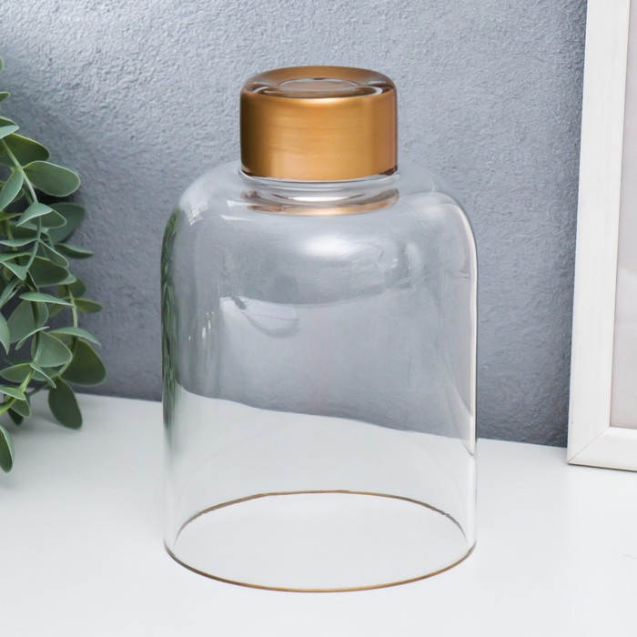 Подсвечник стекло на 1 свечу Подсвечник стекло на 1 свечу "Стакан на ножке" прозрачный и золото 15,8х10,5х10,5 см