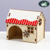 Домик для грызунов, 9 х 6.5 х 8 см, фанера Домик для грызунов, 9 х 6.5 х 8 см, фанера