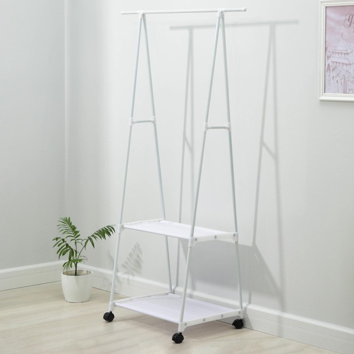Стойка - вешалка для одежды, 2 полочки, 55&times;42&times;160 см, цвет белый
