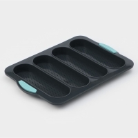 Форма для выпечки с перфорацией «Хлеб», силикон, 34,5×23,5×2,5 см, 4 ячейки (20×6,2×2,4 см), цвет серый Форма для выпечки с перфорацией «Хлеб», силикон, 34,5×23,5×2,5 см, 4 ячейки (20×6,2×2,4 см), цвет серый