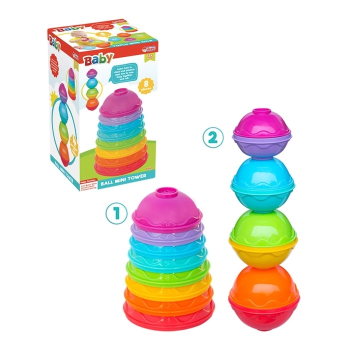 Логическая пирамидка 4 в 1, тарелочки, шарики