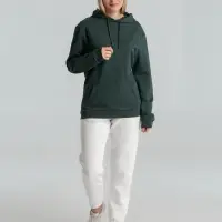 Толстовка с капюшоном унисекс Hoodie, темно-зеленый меланж, размер XS