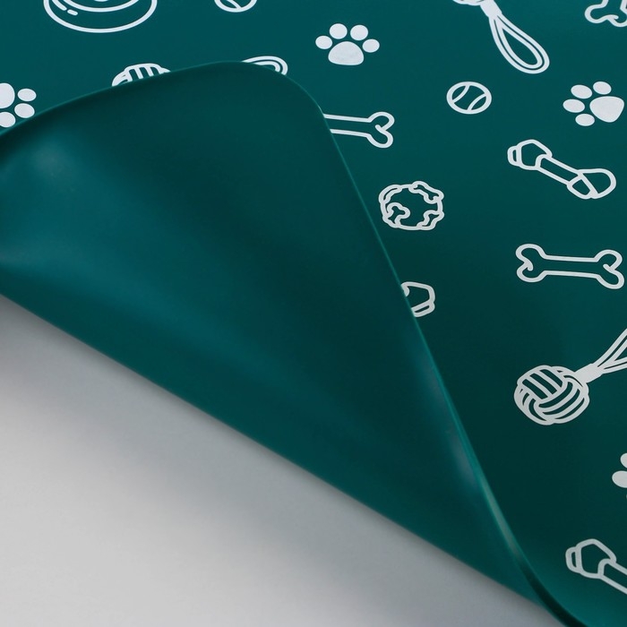 Коврик силиконовый под миску &laquo;Паттерн&raquo;, 30х40 см, зеленый