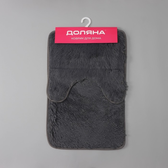 Коврики для ванной и туалета Доляна «Пушистик», 2 шт: 38×40 см, 40×60 см, цвет серый Коврики для ванной и туалета Доляна «Пушистик», 2 шт: 38×40 см, 40×60 см, цвет серый