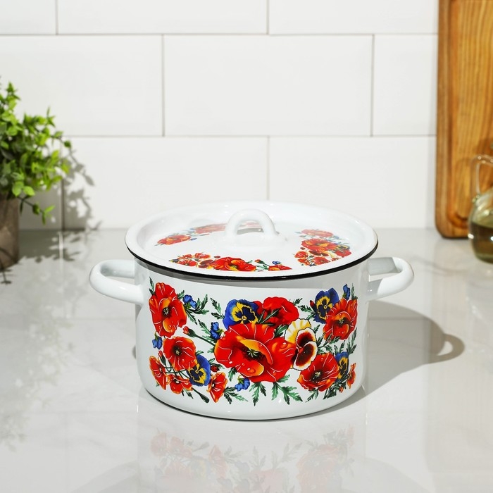 Кастрюля эмалированная &laquo;Маки Мечта&raquo;, 2,9 л, индукция