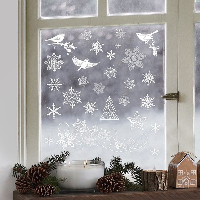 Наклейки новогодние на окна &laquo;Новогодняя вьюга&raquo;, многоразовые, 50 х 70 см, Новый год