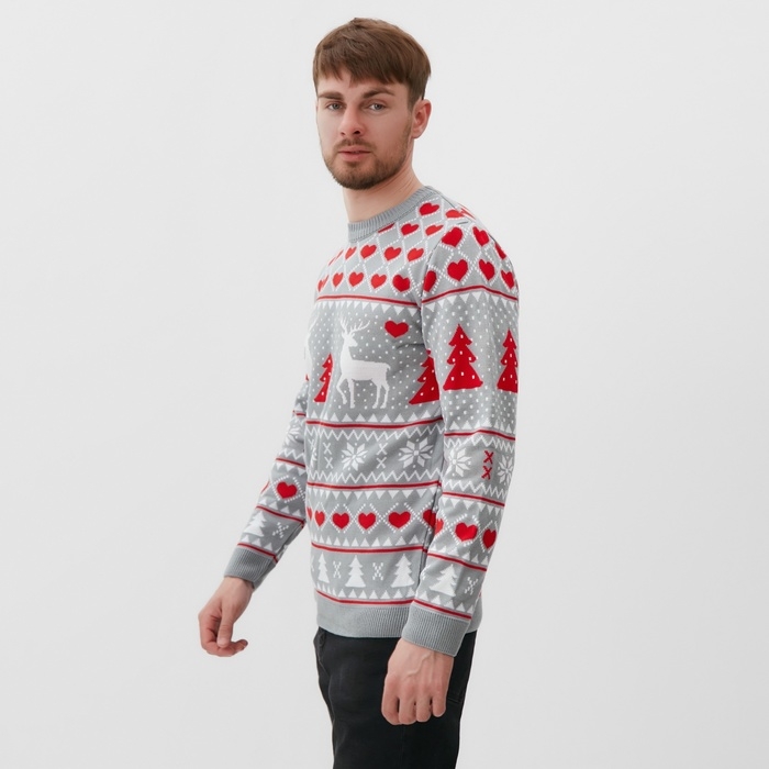 Джемпер вязаный KAFTAN "Новогодний" размер 50, серый