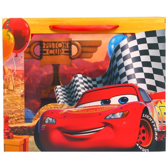 Пакет подарочный, 31х26х11 см, упаковка, Тачки