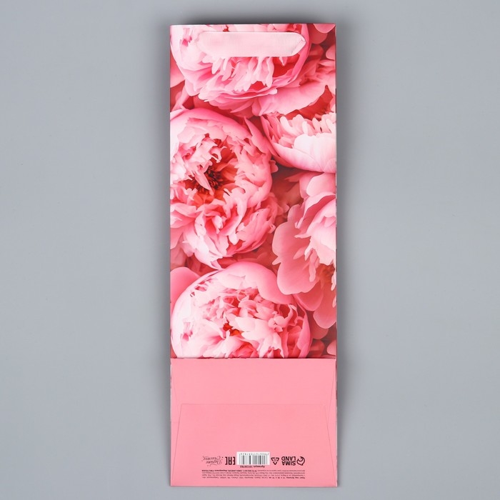 Пакет подарочный под бутылку, упаковка, &laquo;Цветы&raquo;, 36 х 13 х 10 см