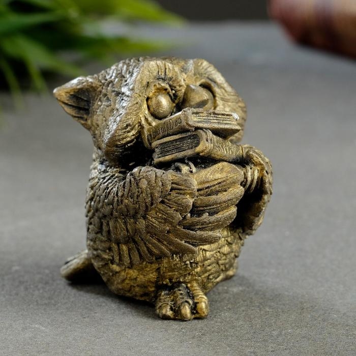 Фигура Фигура "Сова с книгами" малая состаренное золото 5х5х5см
