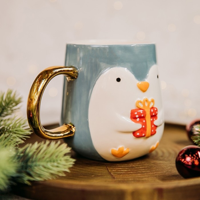 Новый год! Кружка новогодняя керамическая &laquo;Пингвин&raquo;, 600 мл, цвет голубой