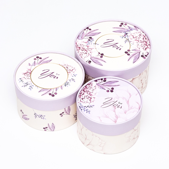 Набор шляпных коробок 3 в 1 Набор шляпных коробок 3 в 1 "For You" , завальцованная, 16 х 10, 14 х 9, 13 х 8,5 см