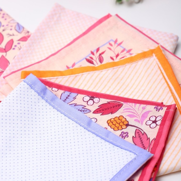 Платок носовой женский 28х28см, 6шт, рис 21283-3, МИКС, ситец 100г/м, хл100%