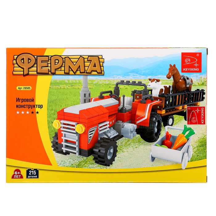 Конструктор Ферма &laquo;Трактор с животными&raquo;, 215 деталей