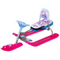 Снегокат &laquo;Тимка спорт 4-1 Единорог&raquo;, ТС4-1М/ЕР, со спинкой и ремнём безопасности, цвет розовый/серый/сиреневый
