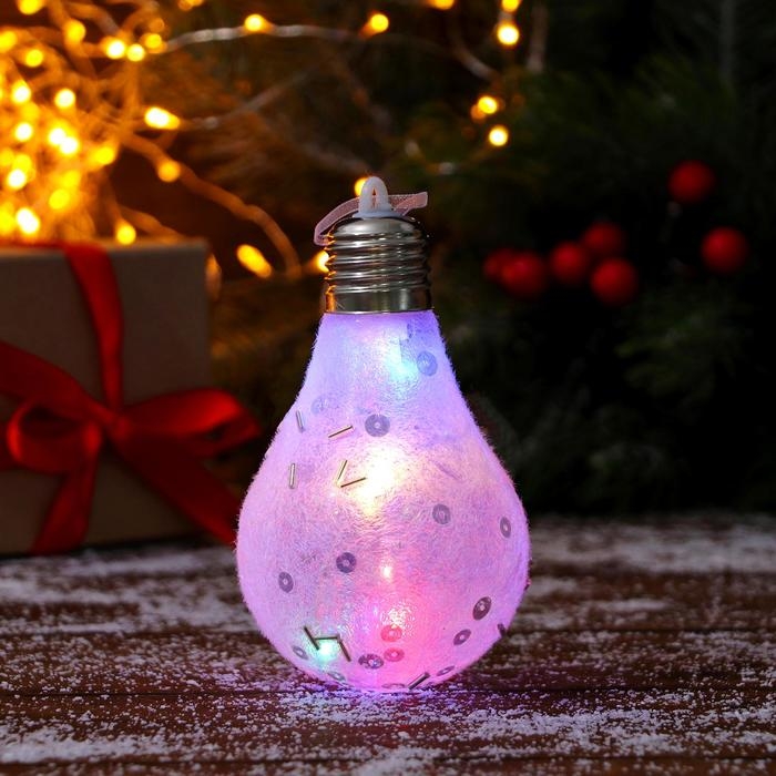 Украшение ёлочное свет Украшение ёлочное свет "Пора чудес" лампочка снежная, 7х10 см, белый