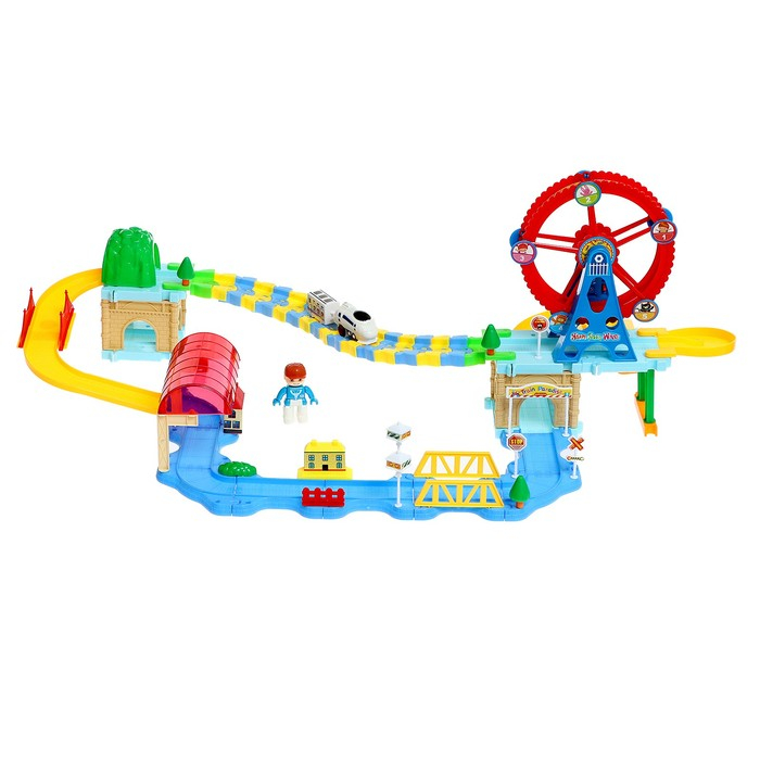 Железная дорога «Парк развлечений», световые и звуковые эффекты, работает от батареек Железная дорога «Парк развлечений», световые и звуковые эффекты, работает от батареек