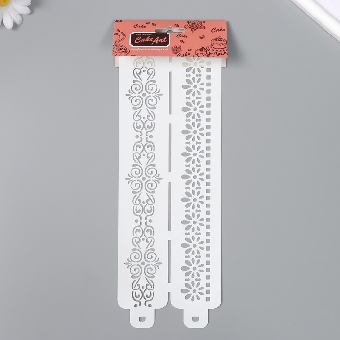 Трафарет бордюрный пластиковый Трафарет бордюрный пластиковый "Узор цветы" пластик, 11х32 см