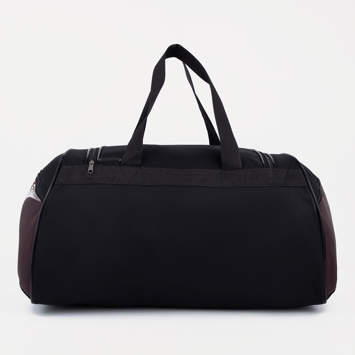 Сумка спортивная, на молнии, 2 наружных кармана, длинный ремень, средний размер, цвет чёрный/коричневый Сумка спортивная, на молнии, 2 наружных кармана, длинный ремень, средний размер, цвет чёрный/коричневый
