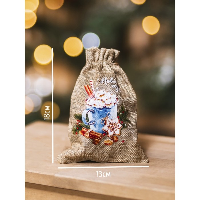 Мешок с термонаклейкой «Тёплых праздников», 13 х 18 см +/- 1.5 см, Новый год Мешок с термонаклейкой «Тёплых праздников», 13 х 18 см +/- 1.5 см, Новый год